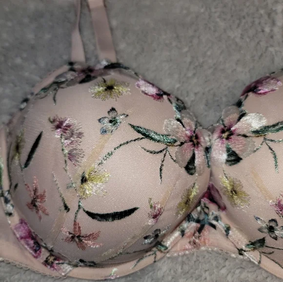 Victoria Secret Floral Embroidered Push Up Bra Size 38D - Picture 2 of 6